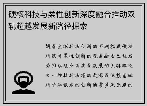 硬核科技与柔性创新深度融合推动双轨超越发展新路径探索